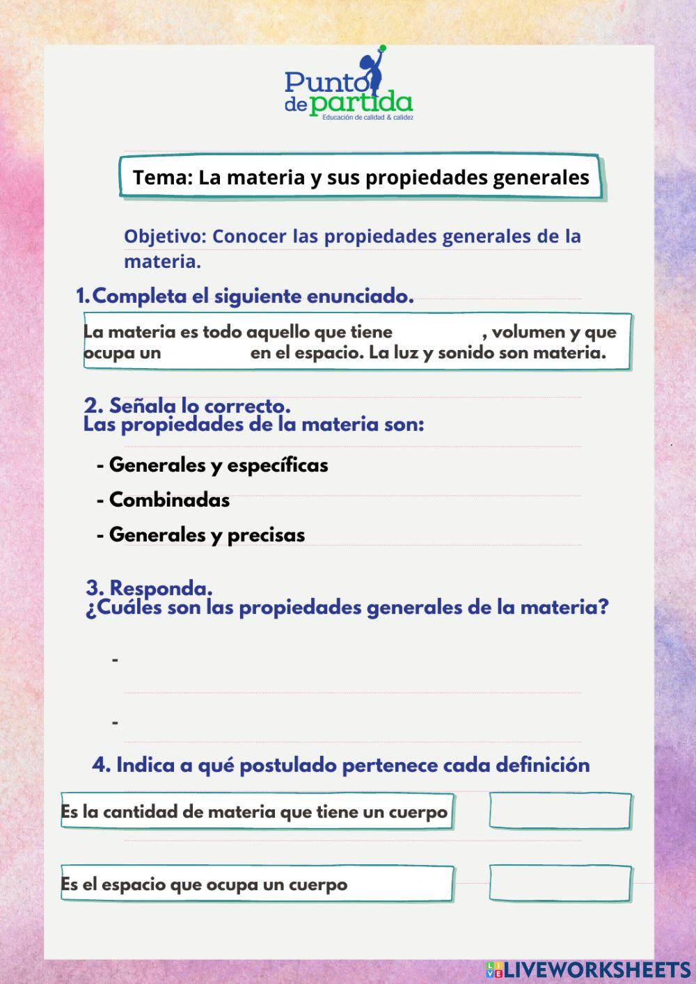 Las propiedades generales de la materia