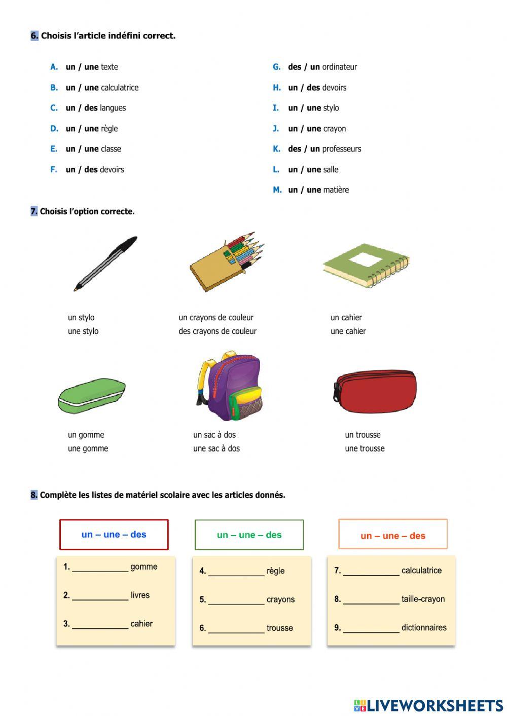 Articles définis et indéfinis