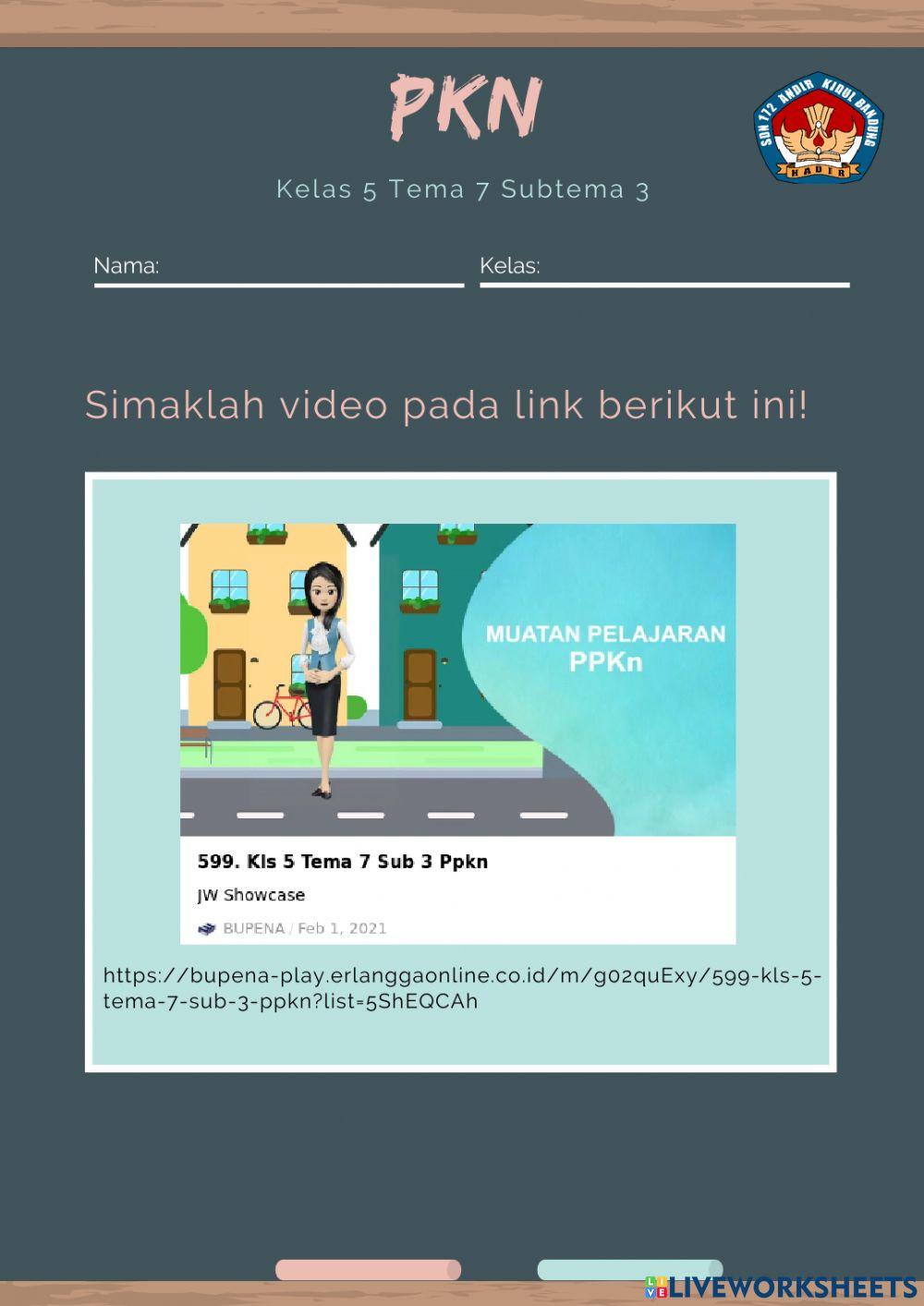 PKN Kelas 5 Tema 7 Subtema 3