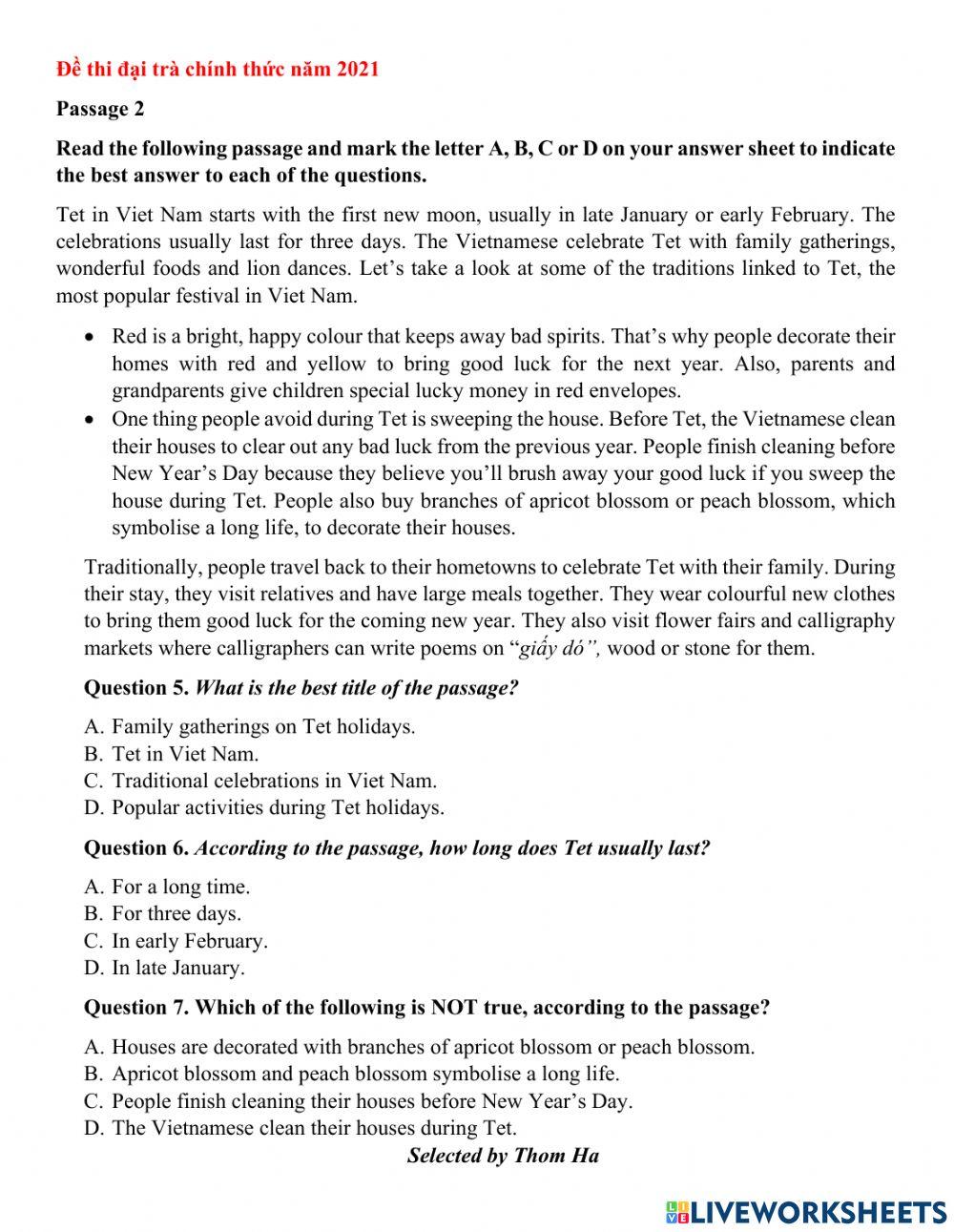 Reading comprehension