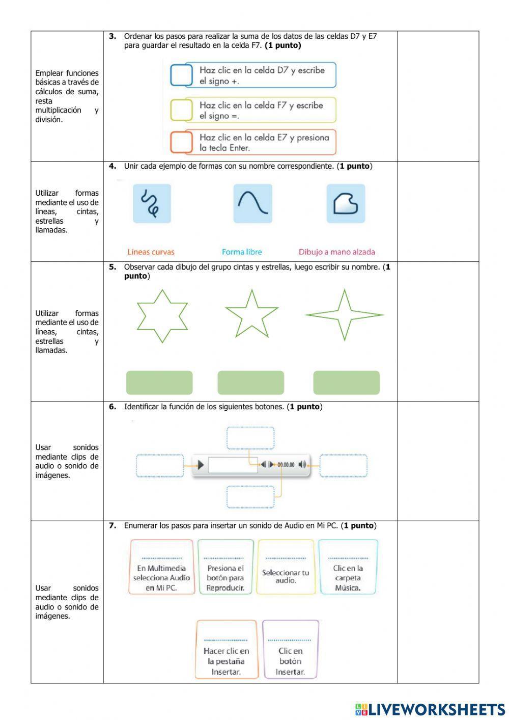 Exámen Quimestral de Computación Cuarto