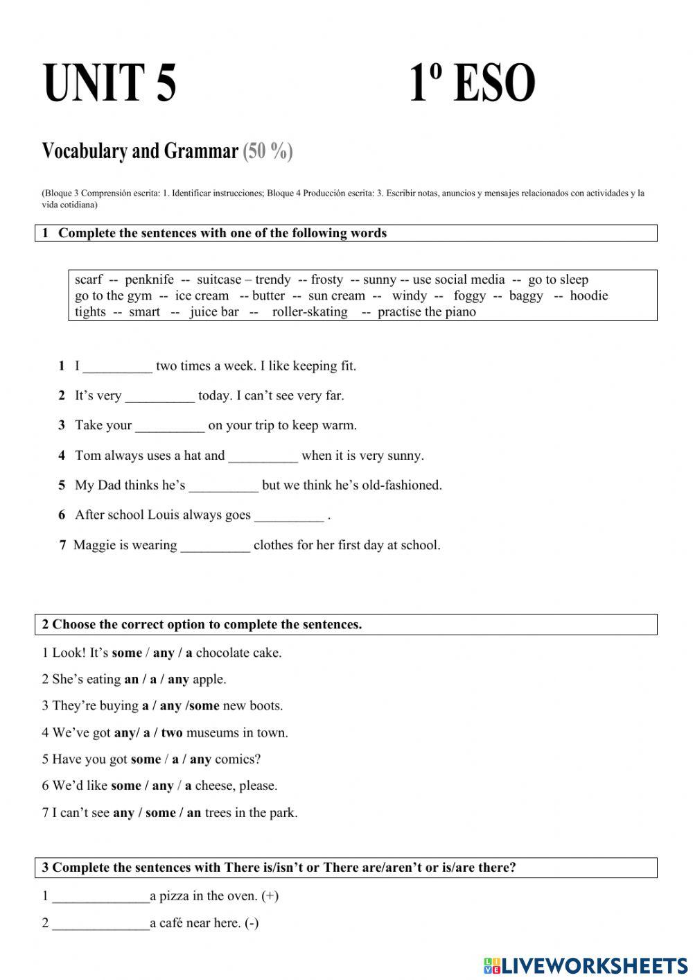 Unit 5 - 1 ESO There is-are