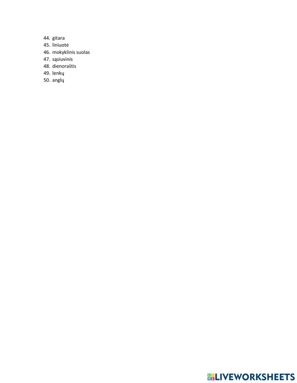 Word test unit 2 elementary