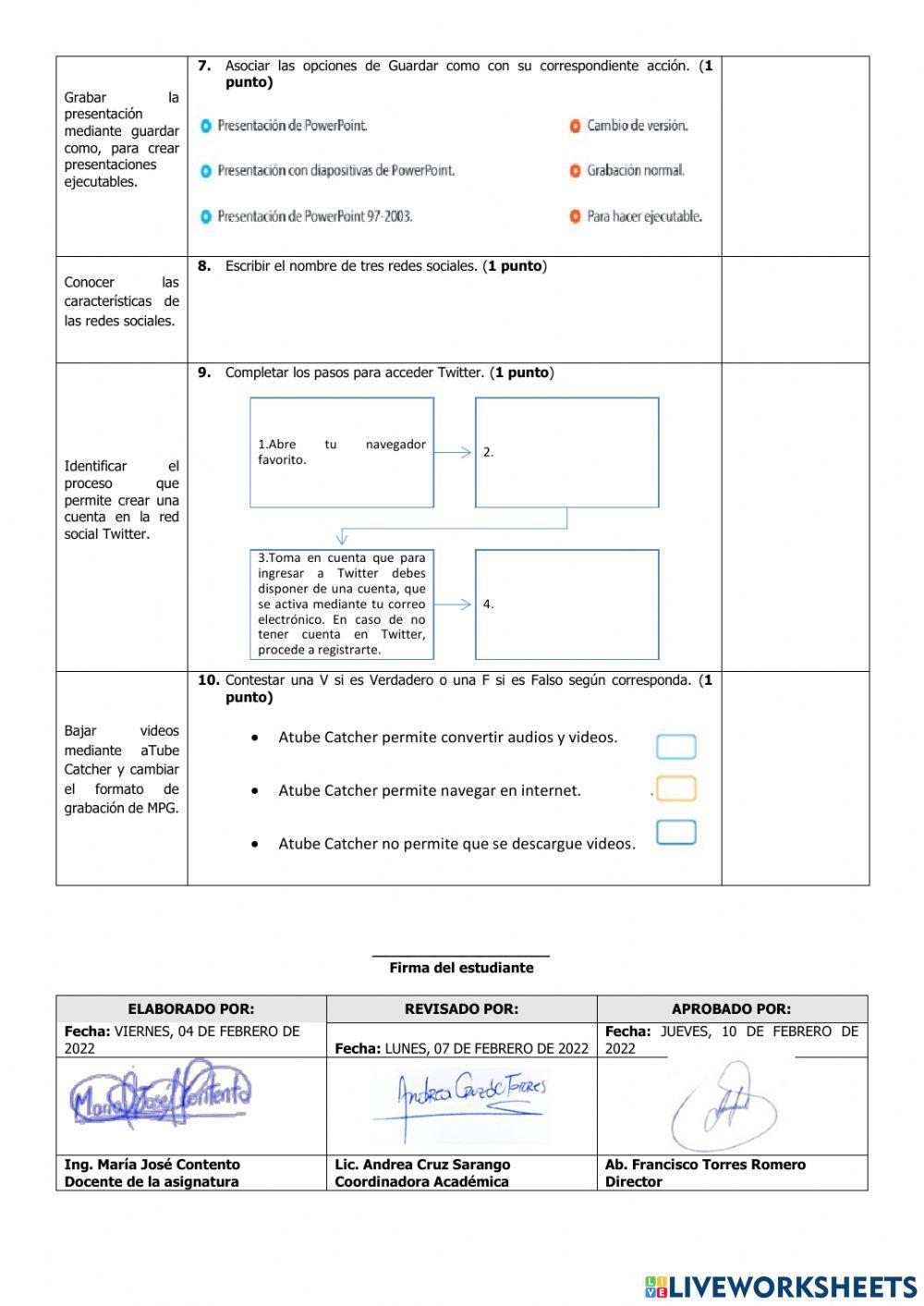 Exámen Quimestral Computación Séptimo