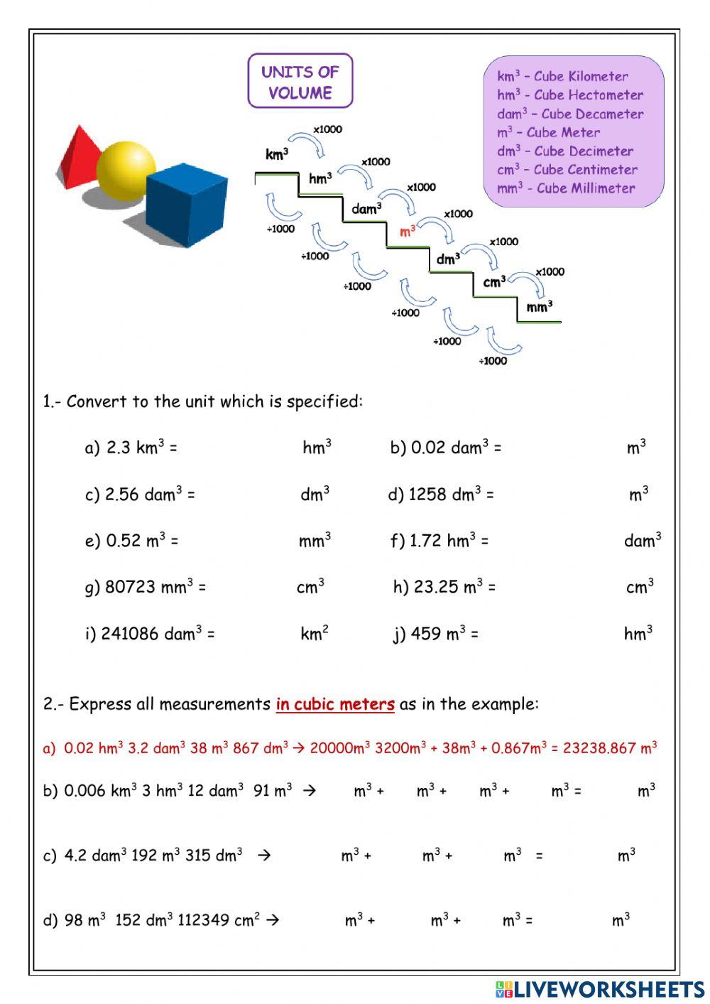 Units of Volume Units of Volume
