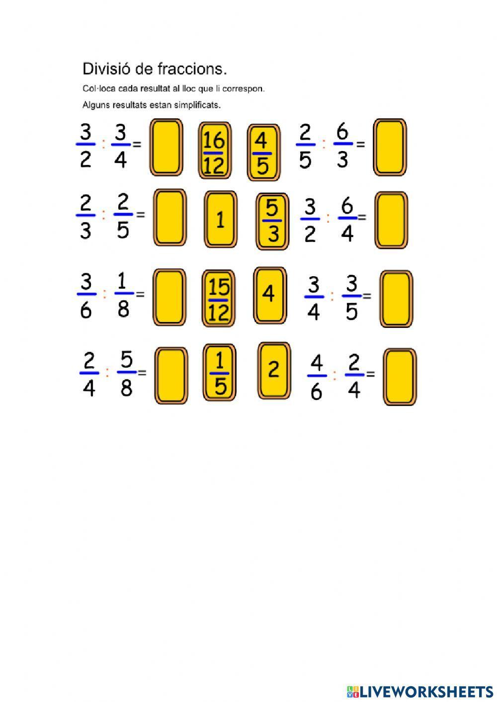 Multiplicació i divisió de fraccions