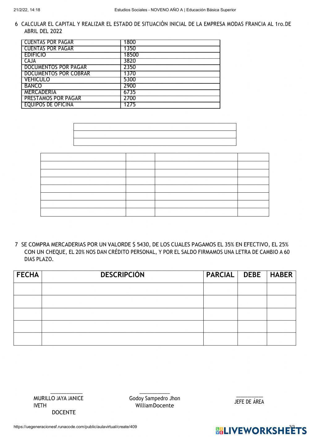 Evalucion de contabilidad segundo quimestre
