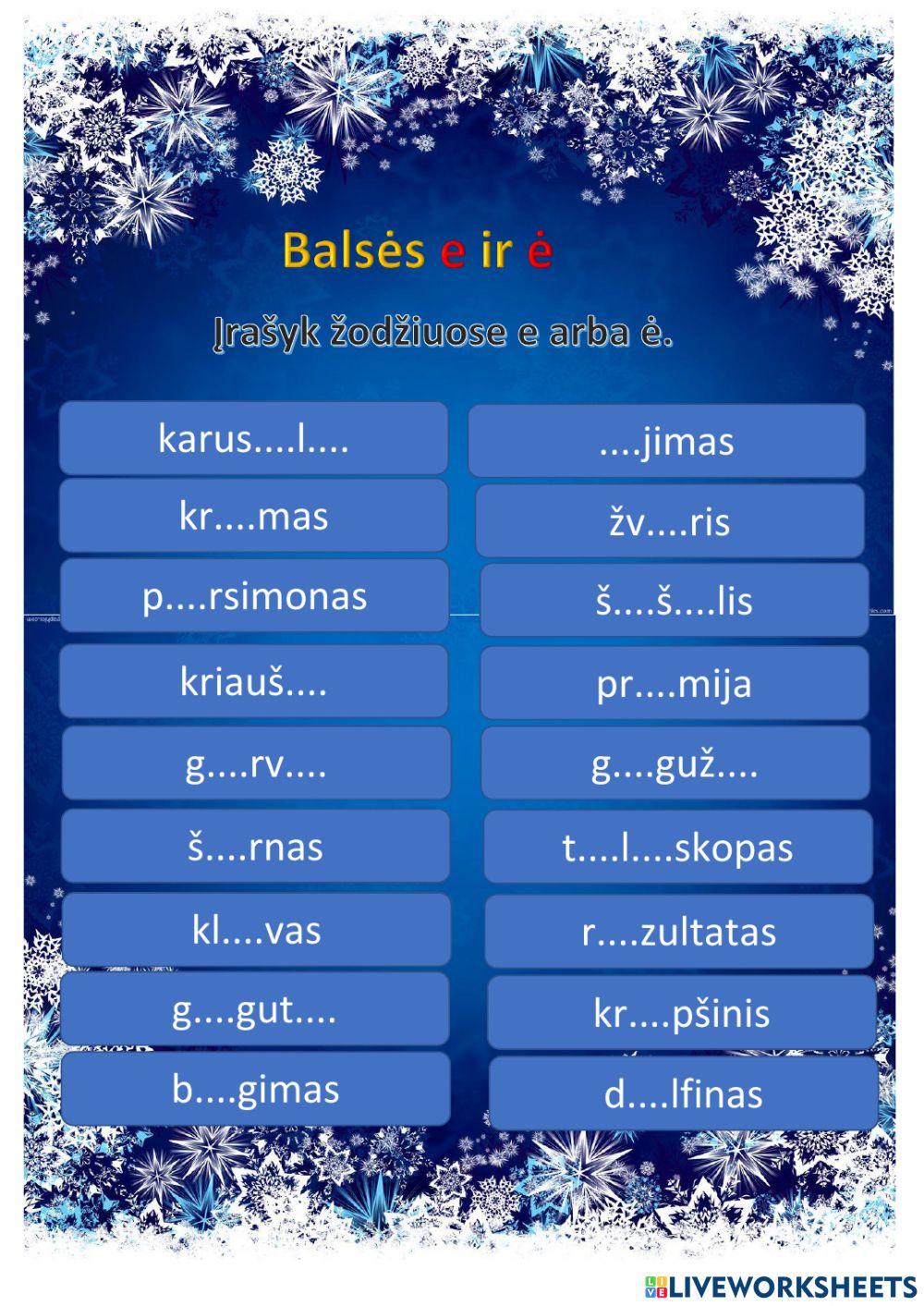 Balsės e ir ė