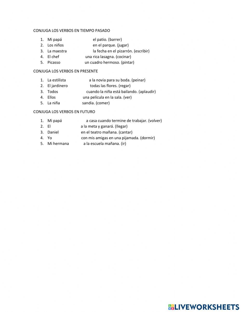 Conjugacion de tiempos verbales