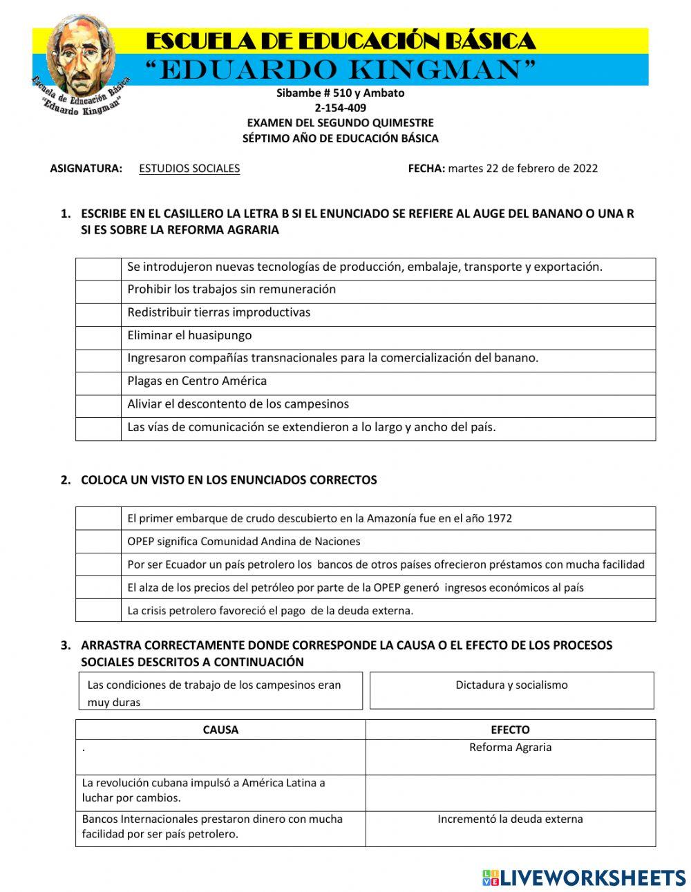 Evaluación Quimestral Sociales