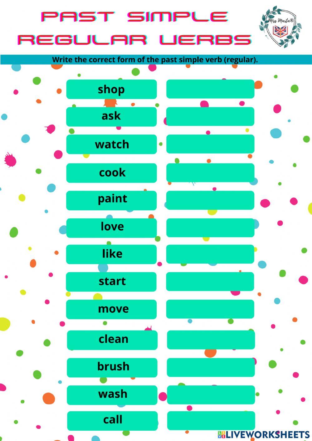 Past simple regular verbs