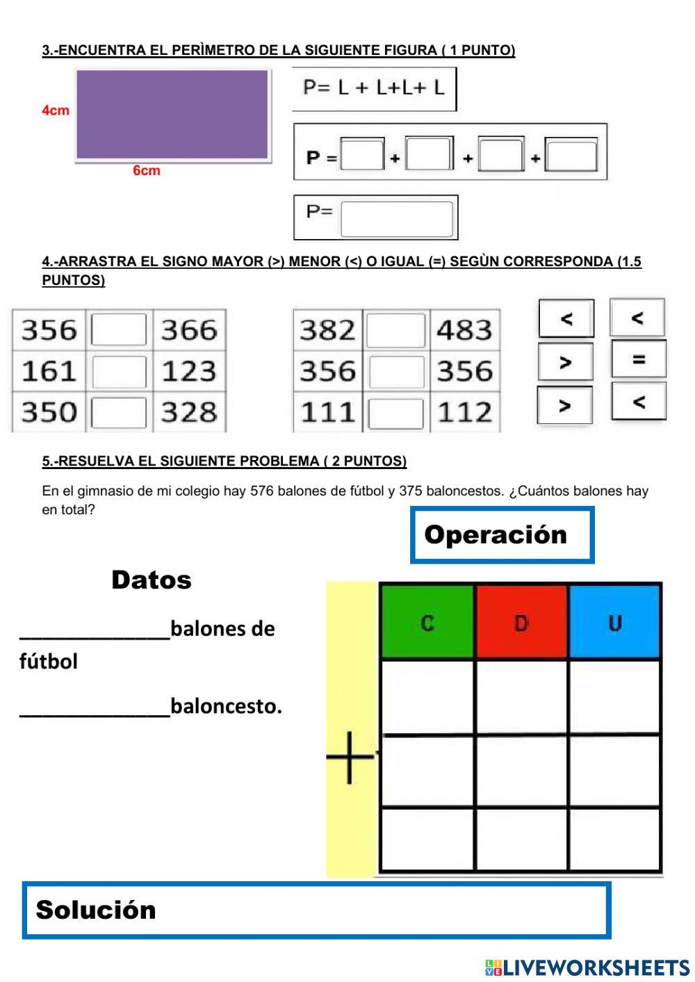 Evaluación  de Matematicas