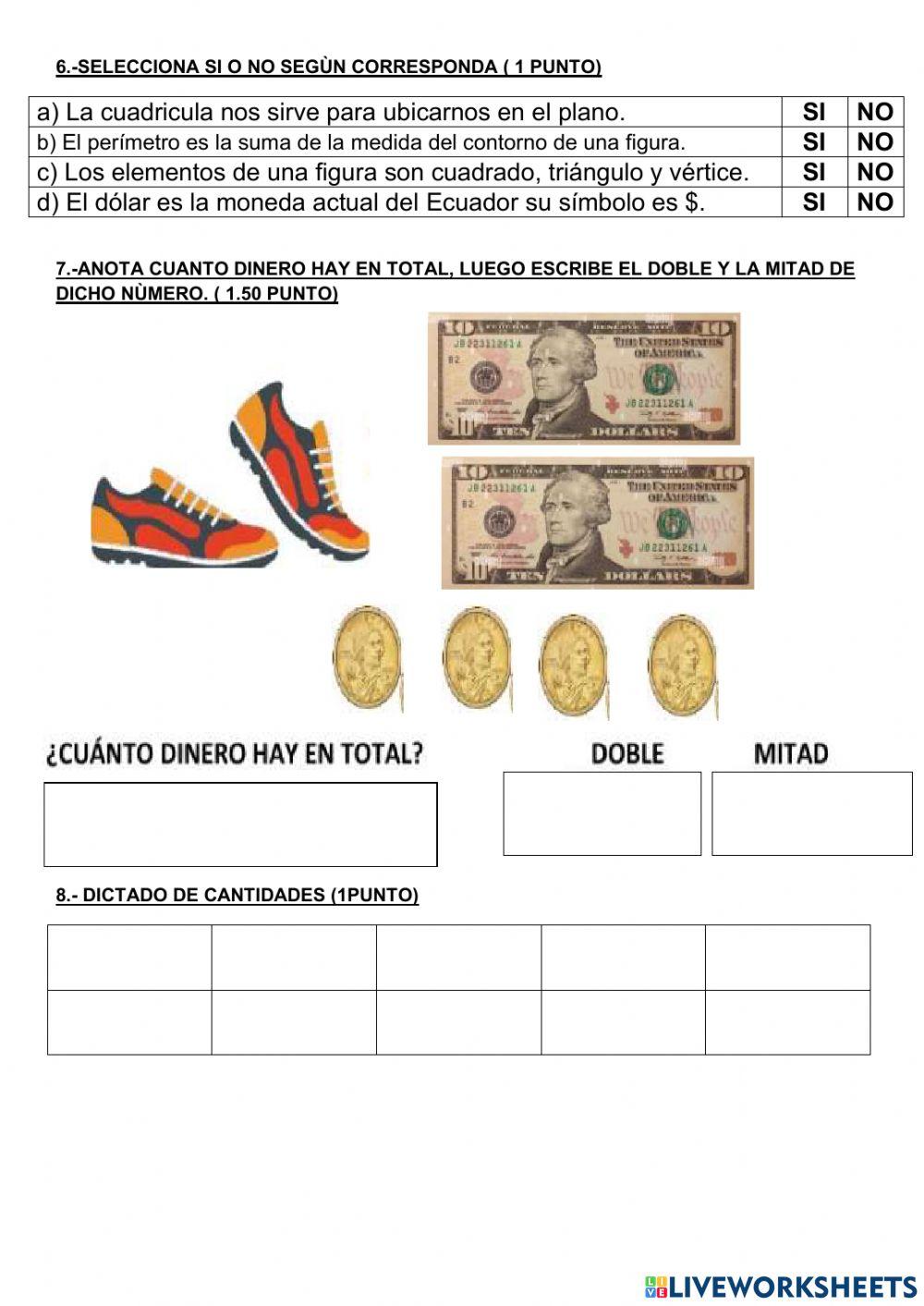Evaluación  de Matematicas