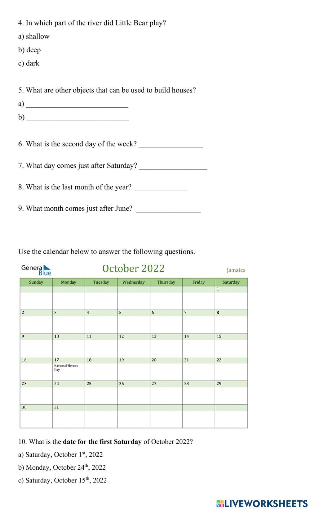 Reading and Comprehension Test