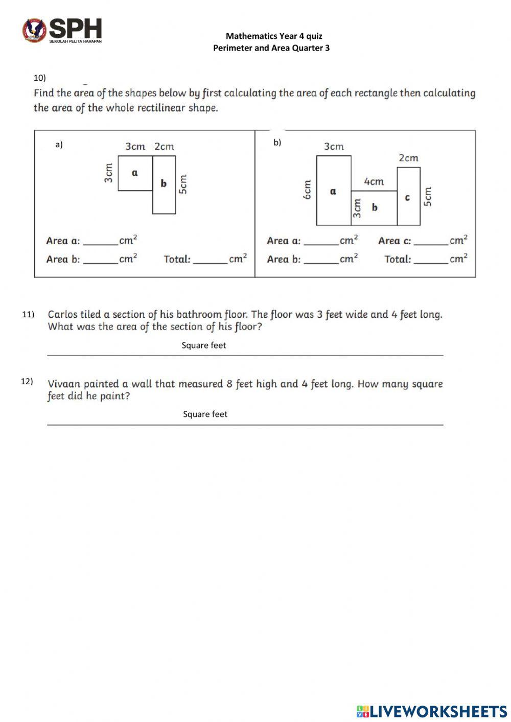 G4 Quiz Area and Perimeter