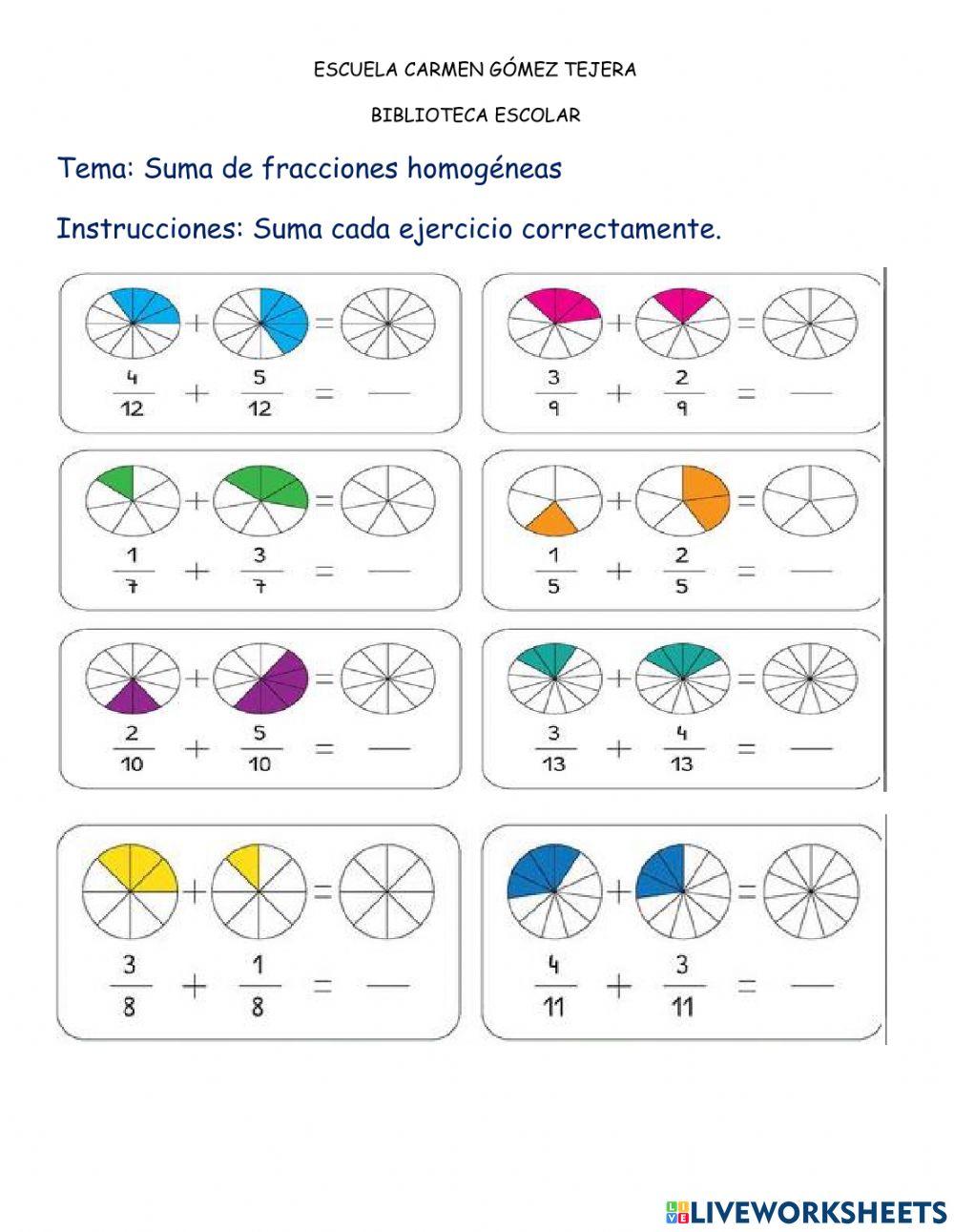 Suma  fracciones homogéneas