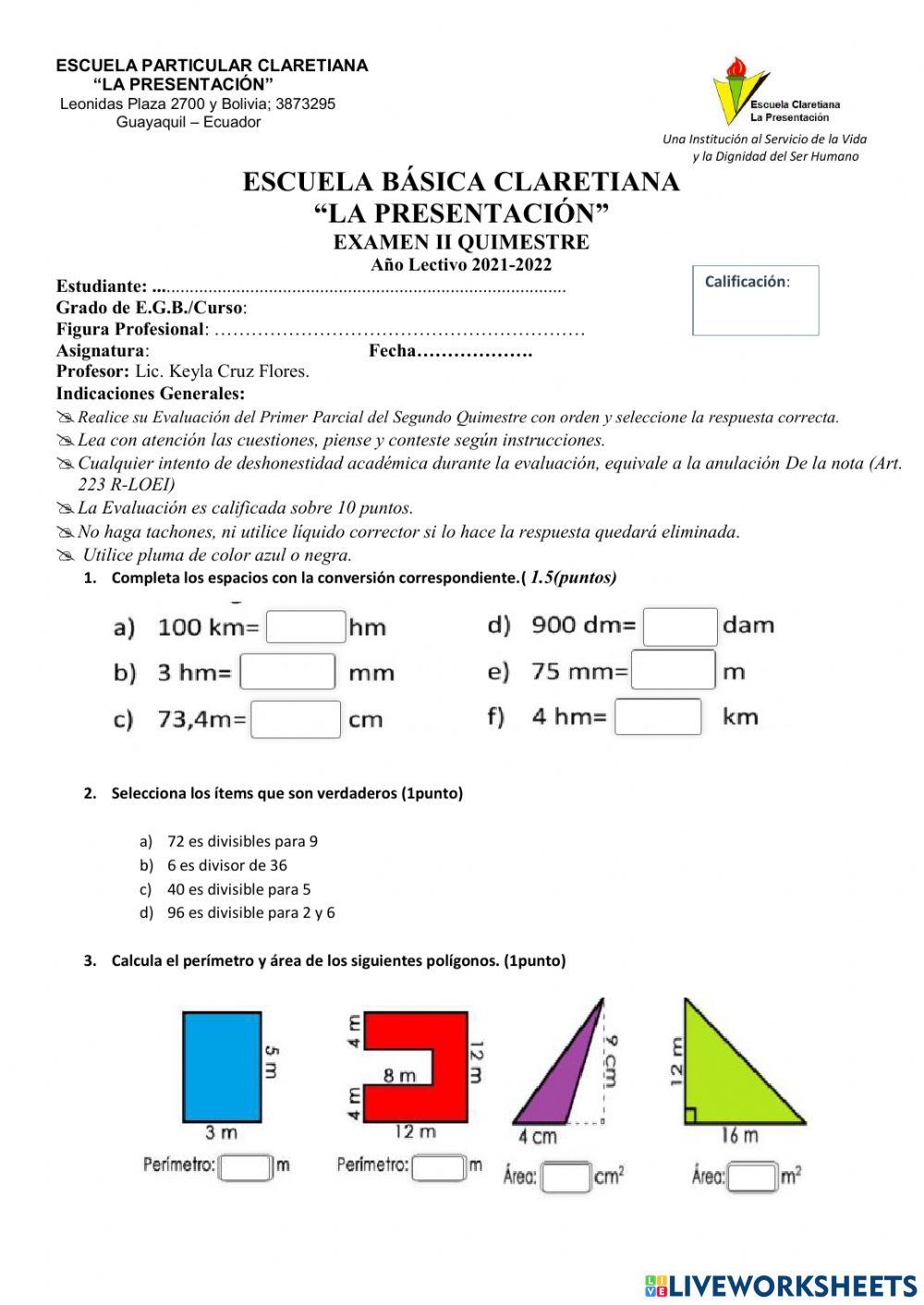 Examen quimestral