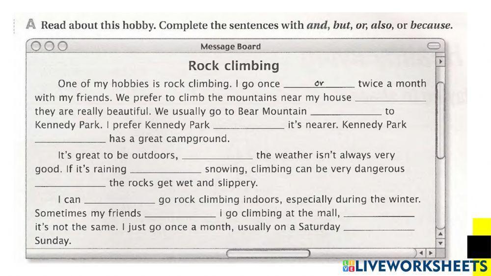 Linking words AND, BUT, OR, BECAUSE