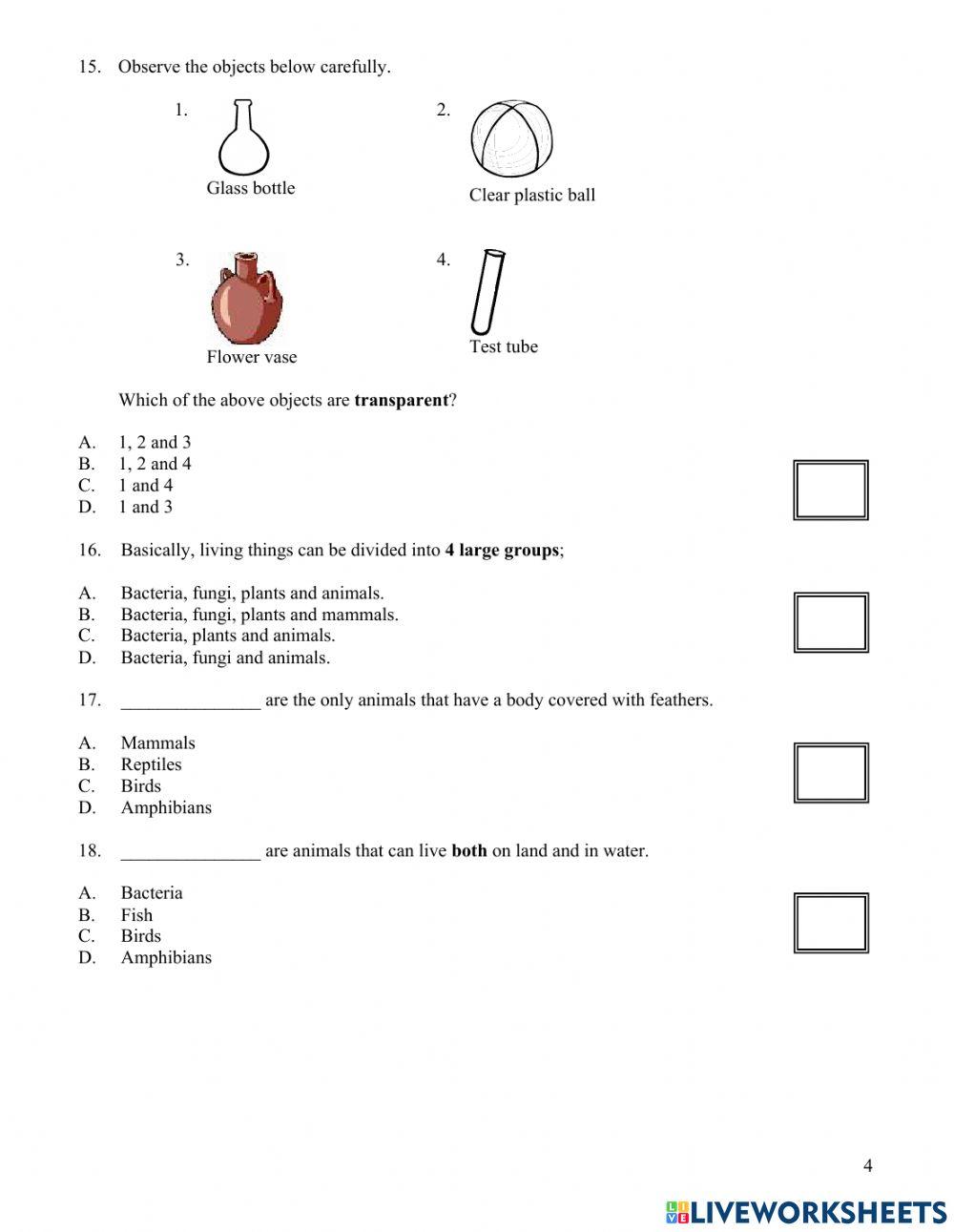 SCIENCE SCREENING TEST(SECTION A)