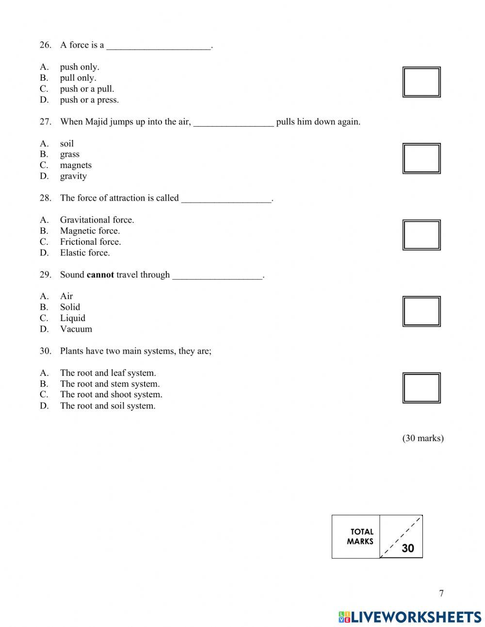 SCIENCE SCREENING TEST(SECTION A)