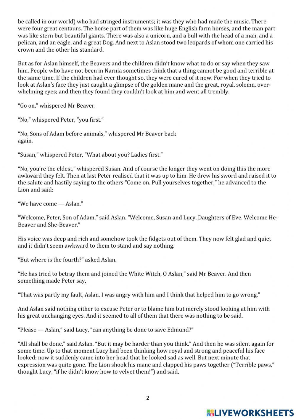 The Lion the Witch and the WardrobeChapter 12