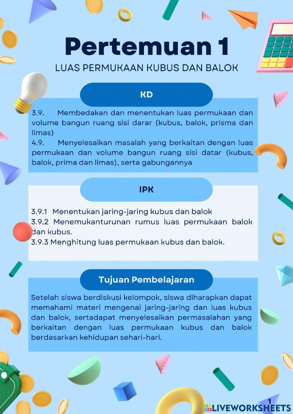 Luas Permukaan Balok dan kubus