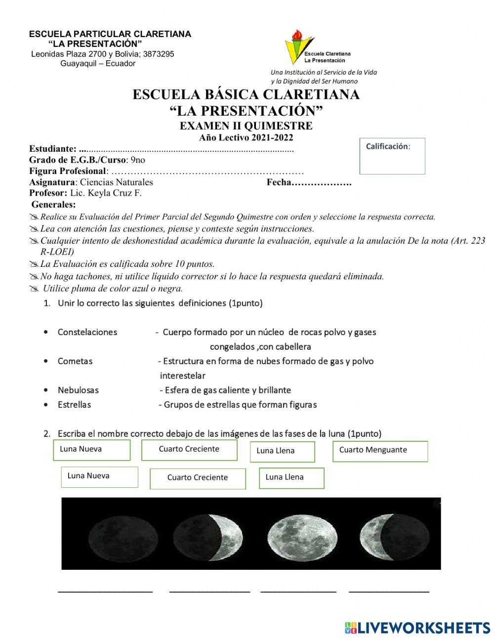 Examen de ciencias iiq