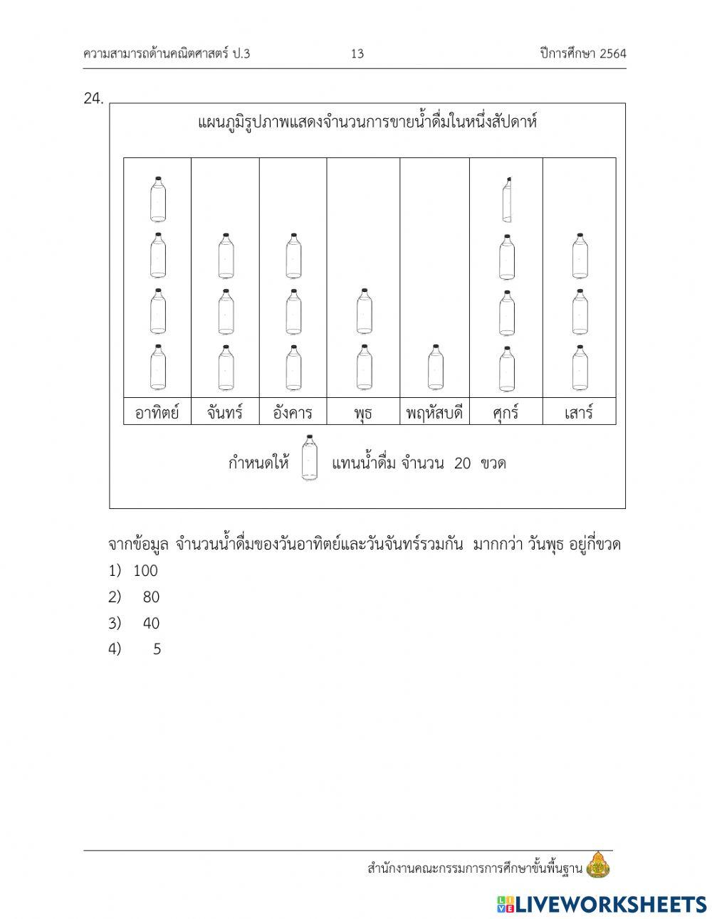 แบบทดสอบ nt วิชาคณิตศาสตร์ ข้อ 12 - 26