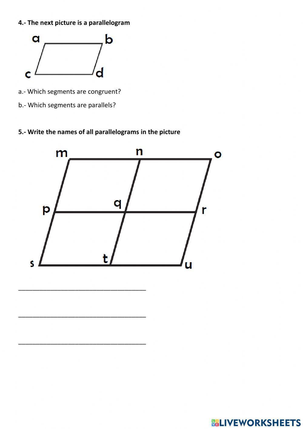 Quadrilaterals, parallelograms