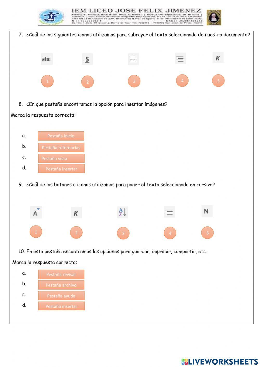 Actividad evaluativa Word