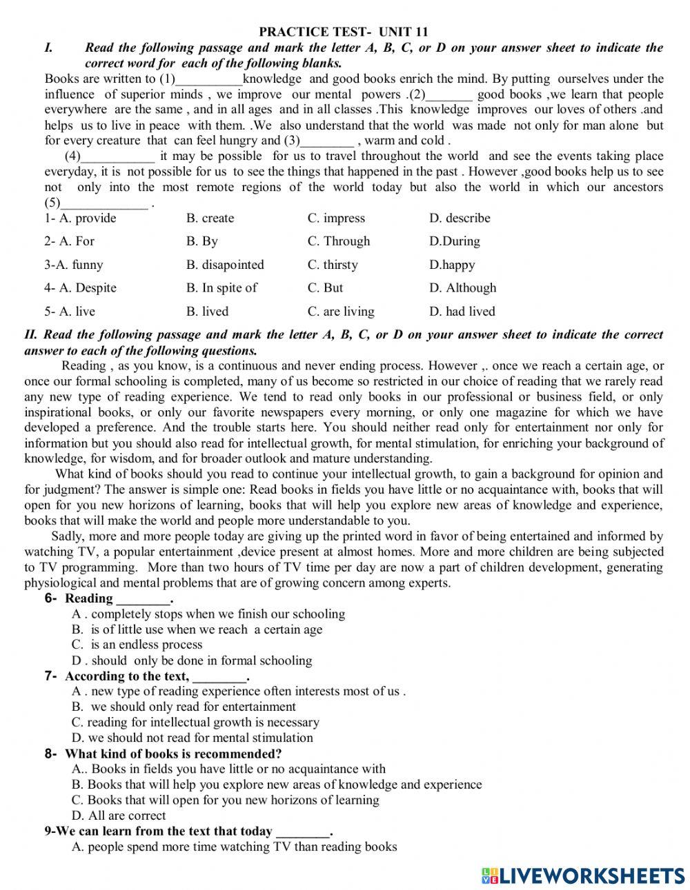 Unit 11 books lop 12