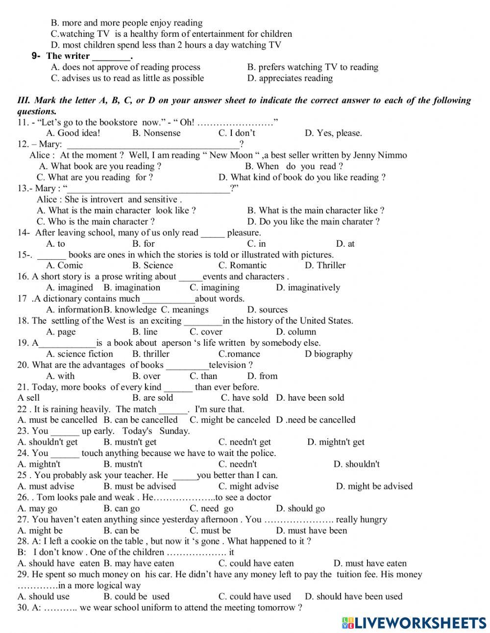 Unit 11 books lop 12