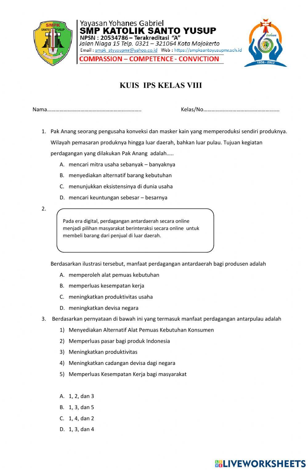 Kuis Perdagangan Antardaerah dan Antarnegara