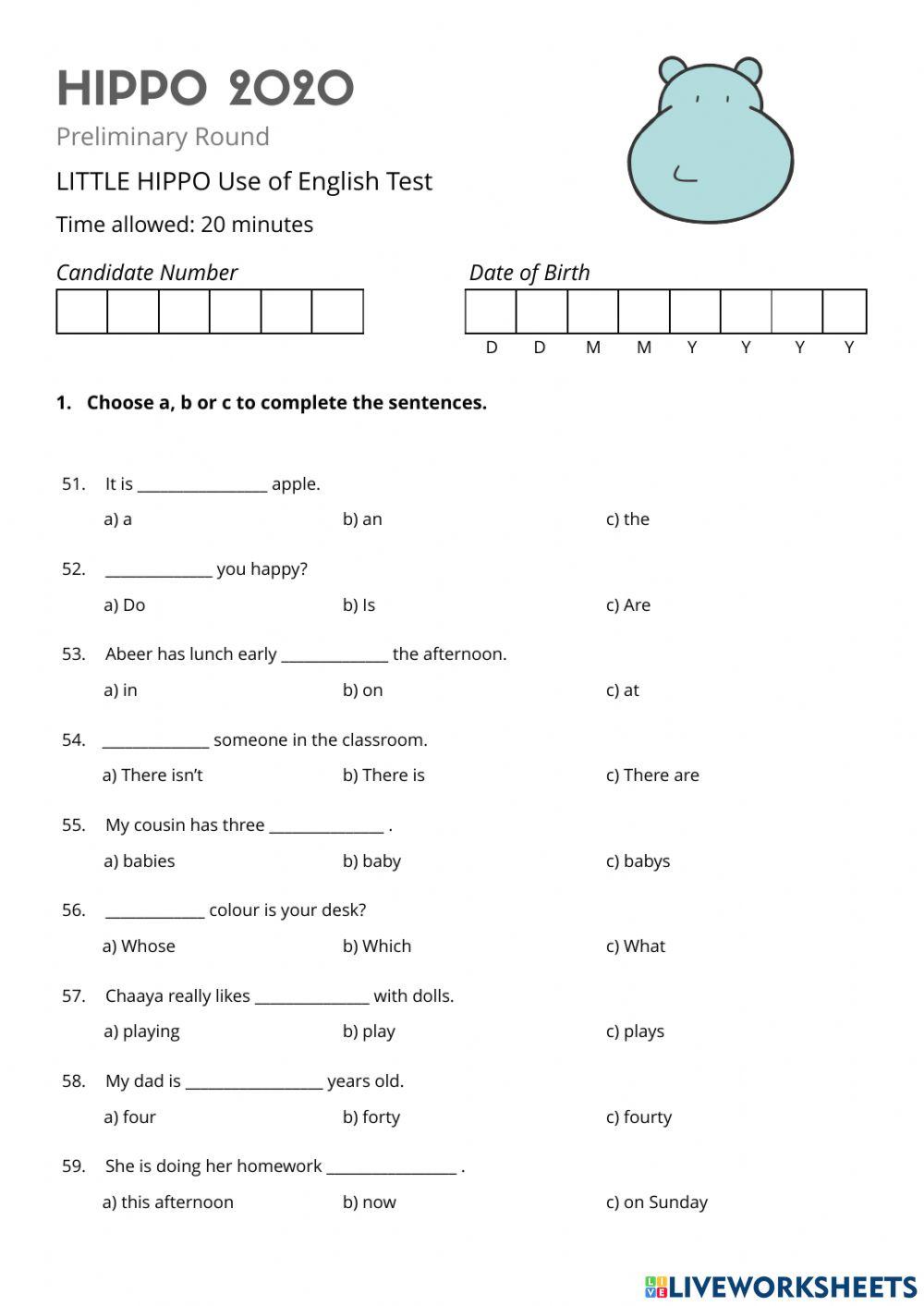 Little Hippo-Use of English