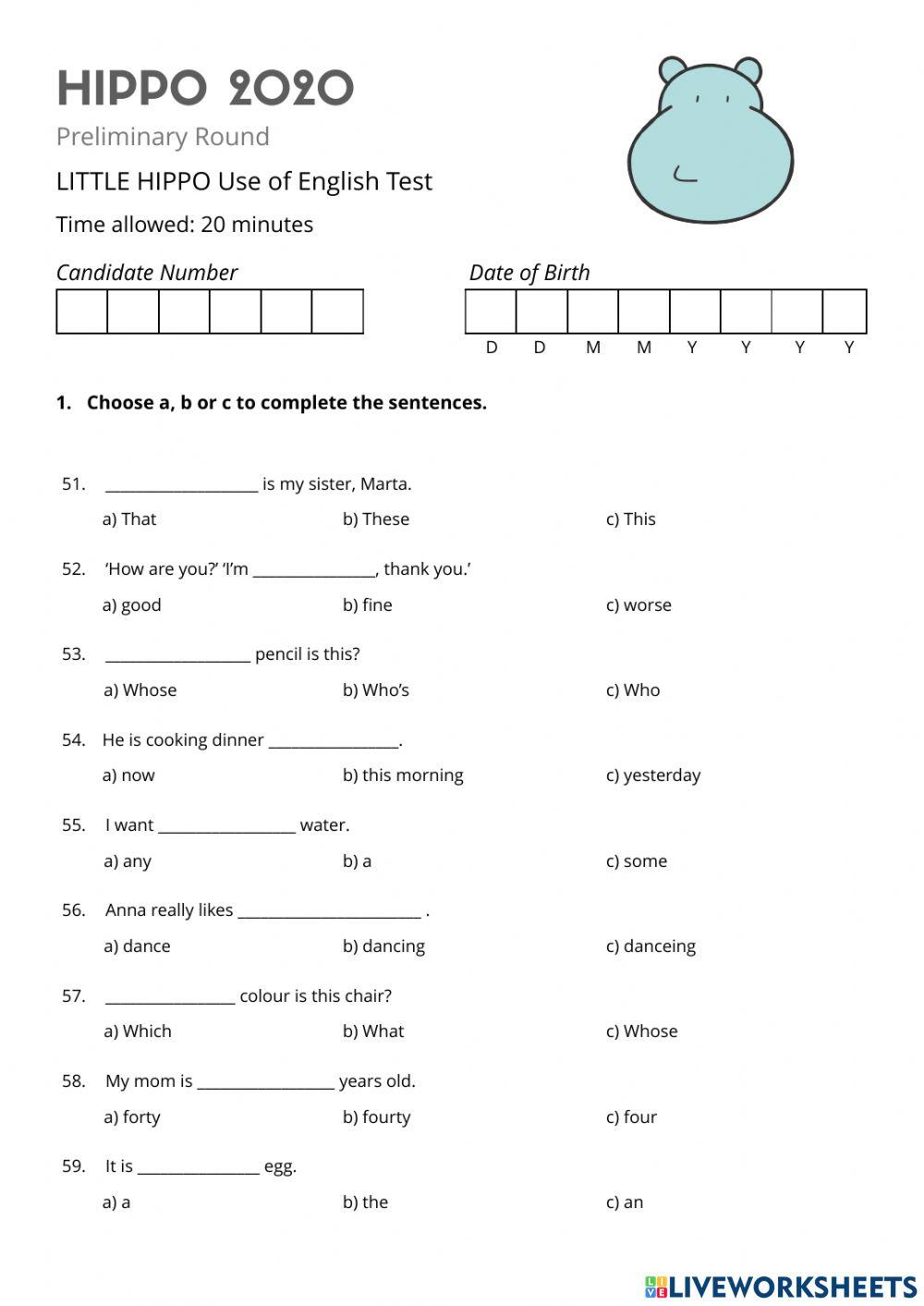 Little Hippo-Use of English