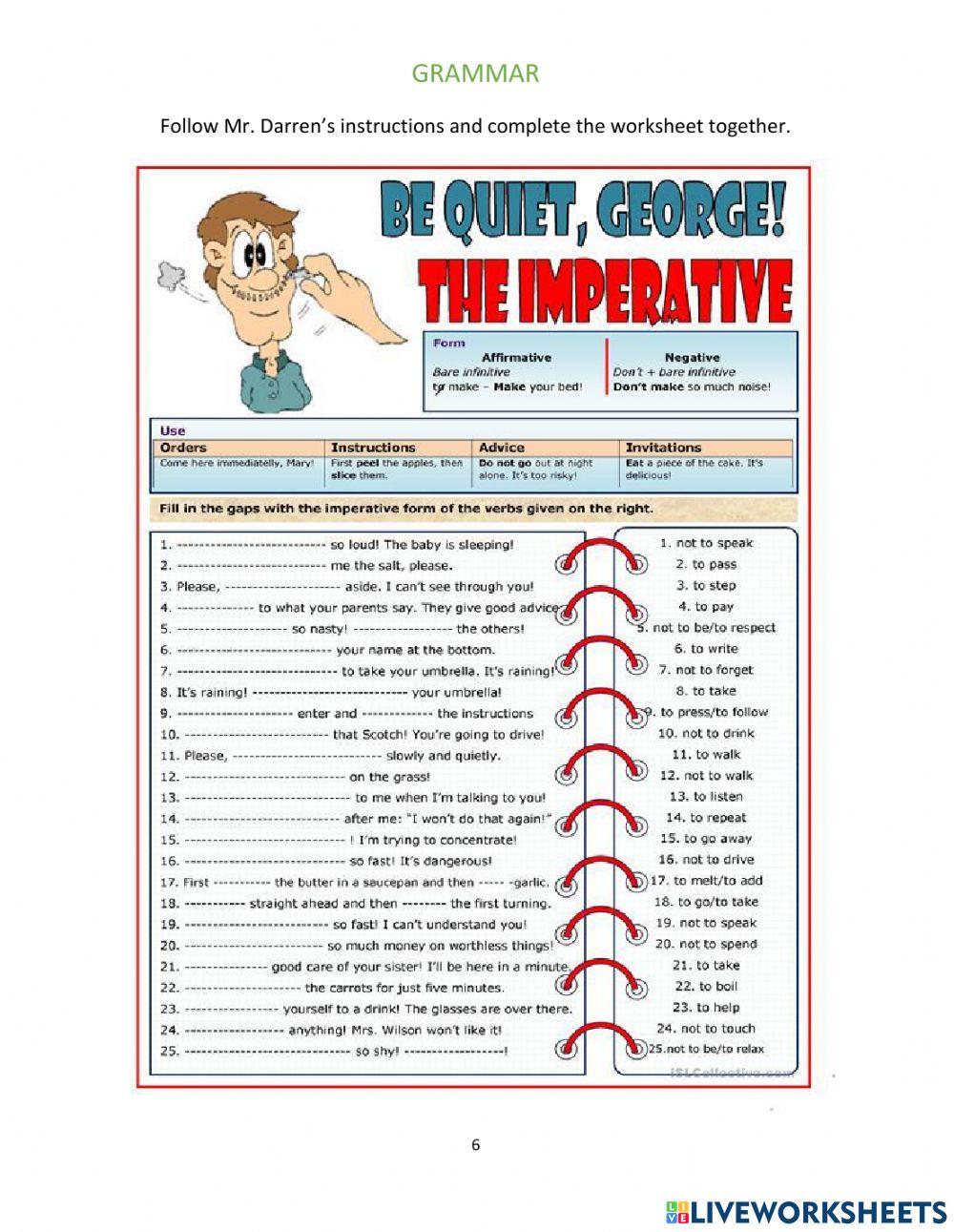 Grammar Worksheets : Imperative Mood