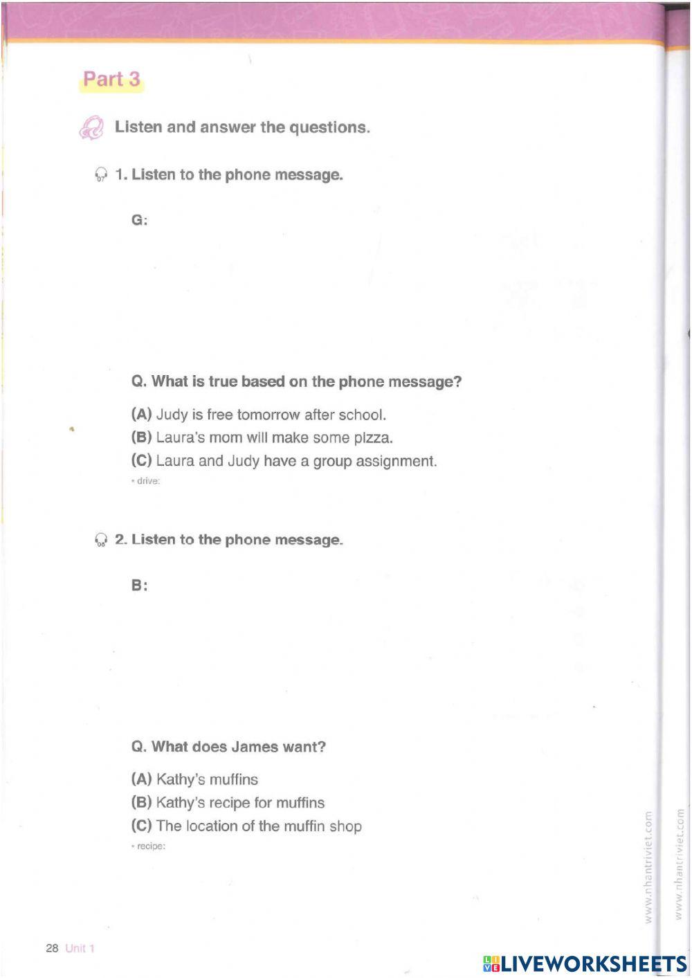 TF Book 2 Unit 1 Listening