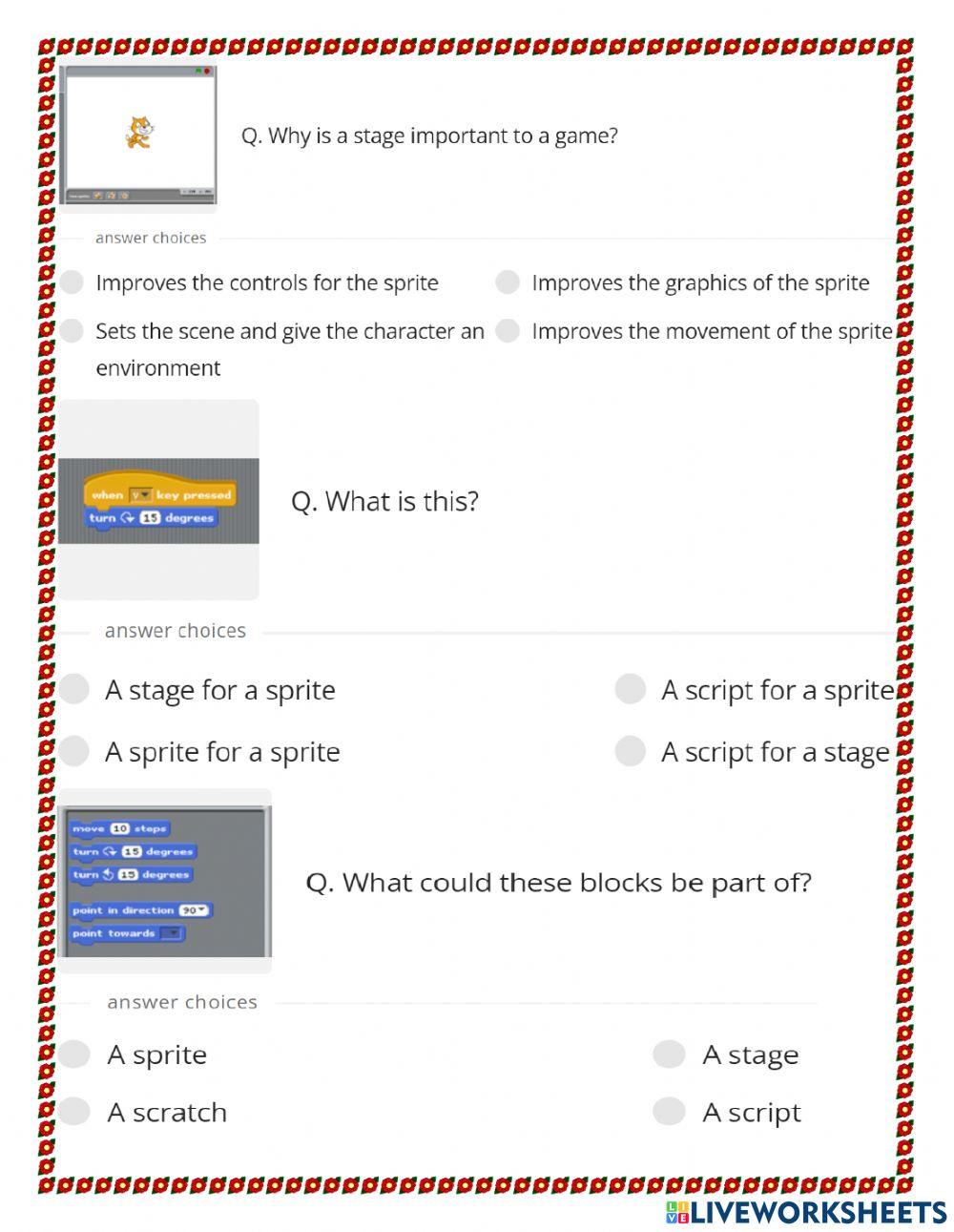 Scratch Programming - PART B interactive worksheet | Live Worksheets