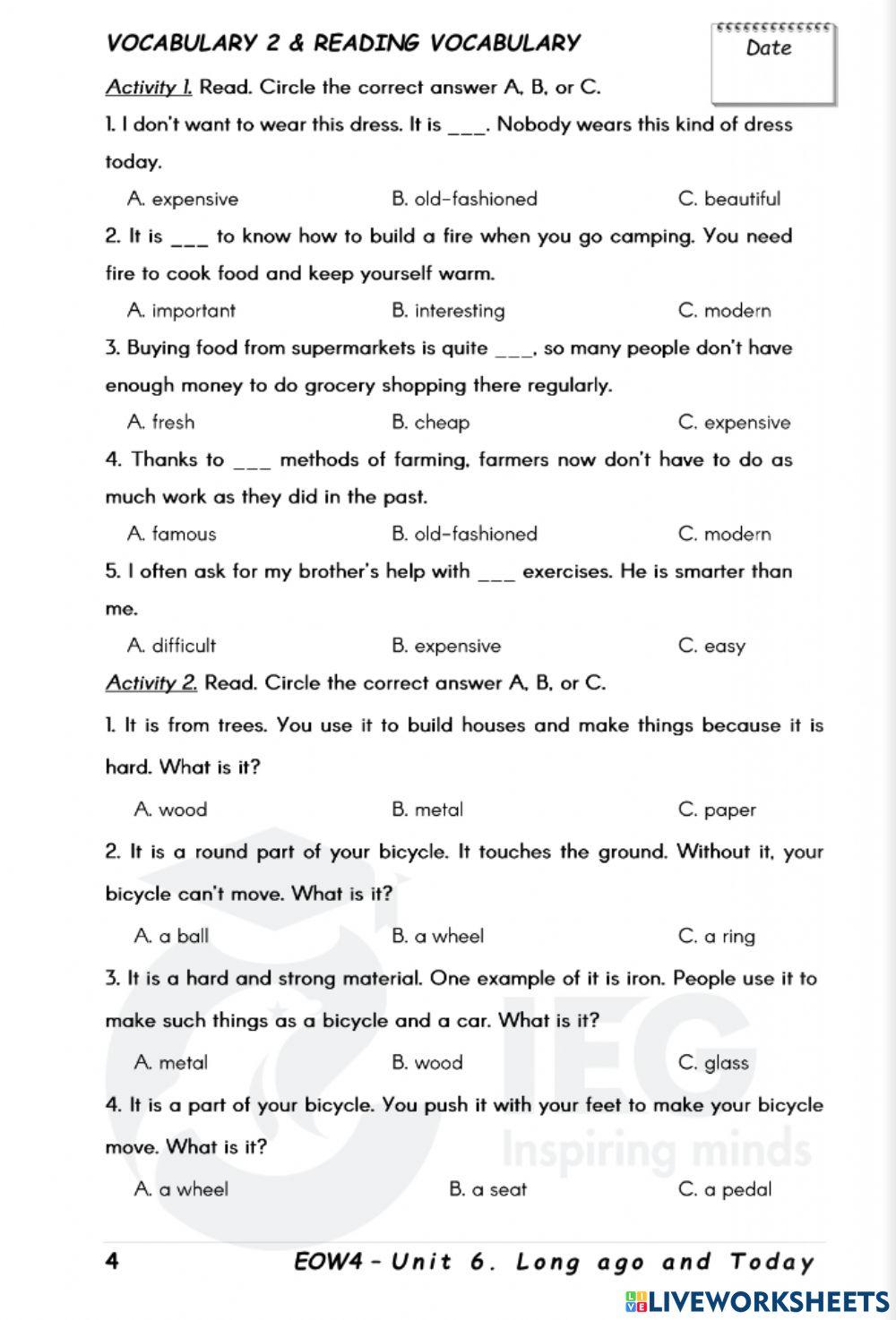 Eow4 reading vocab 2