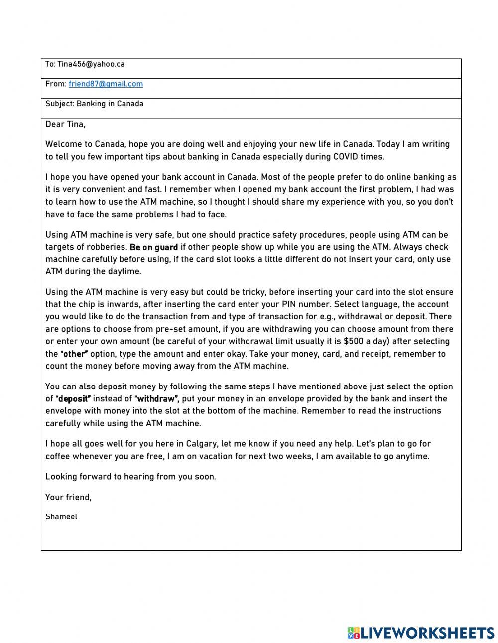 Reading about banking in Canada