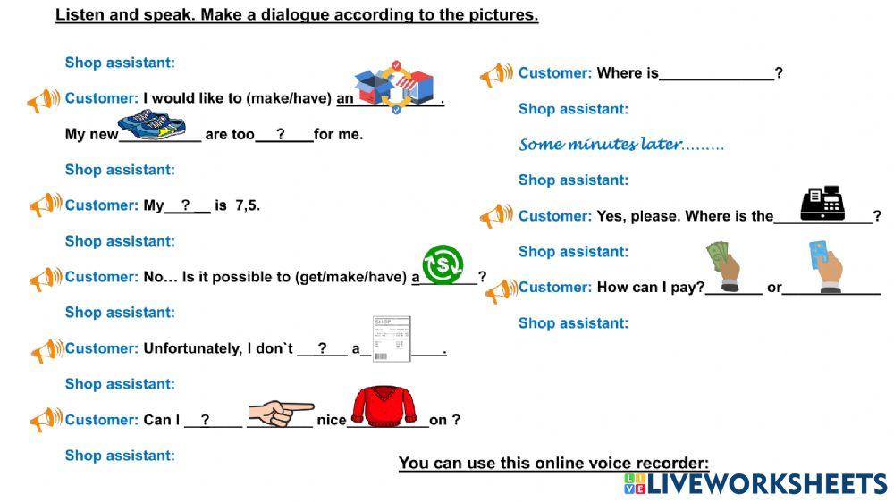 Shopping speaking practice