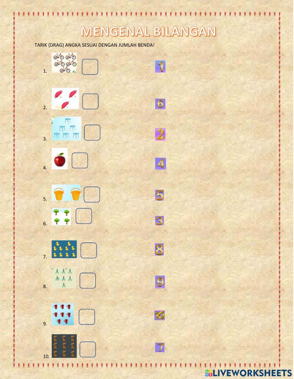 LATIHAN MENGENAL BILANGAN TK A