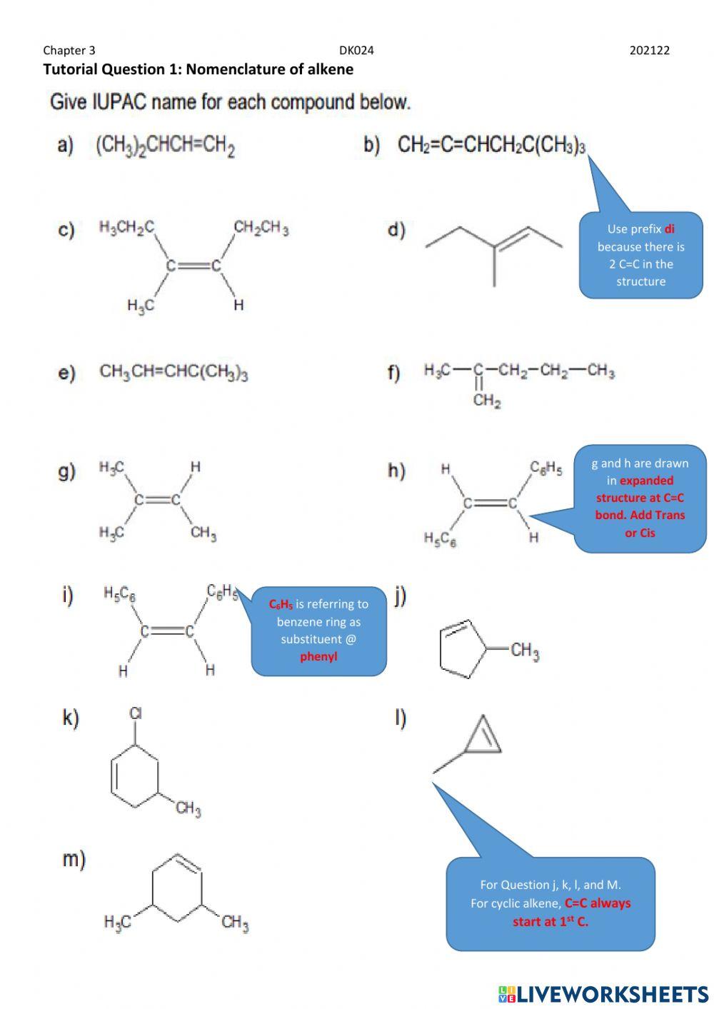 Tutorial Nomenclature Alkene