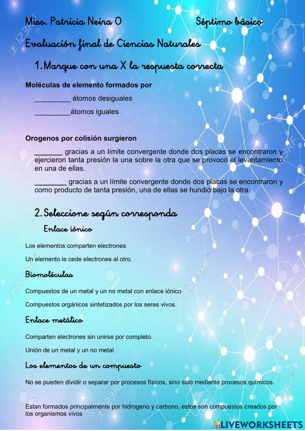 Examen final de ciencias