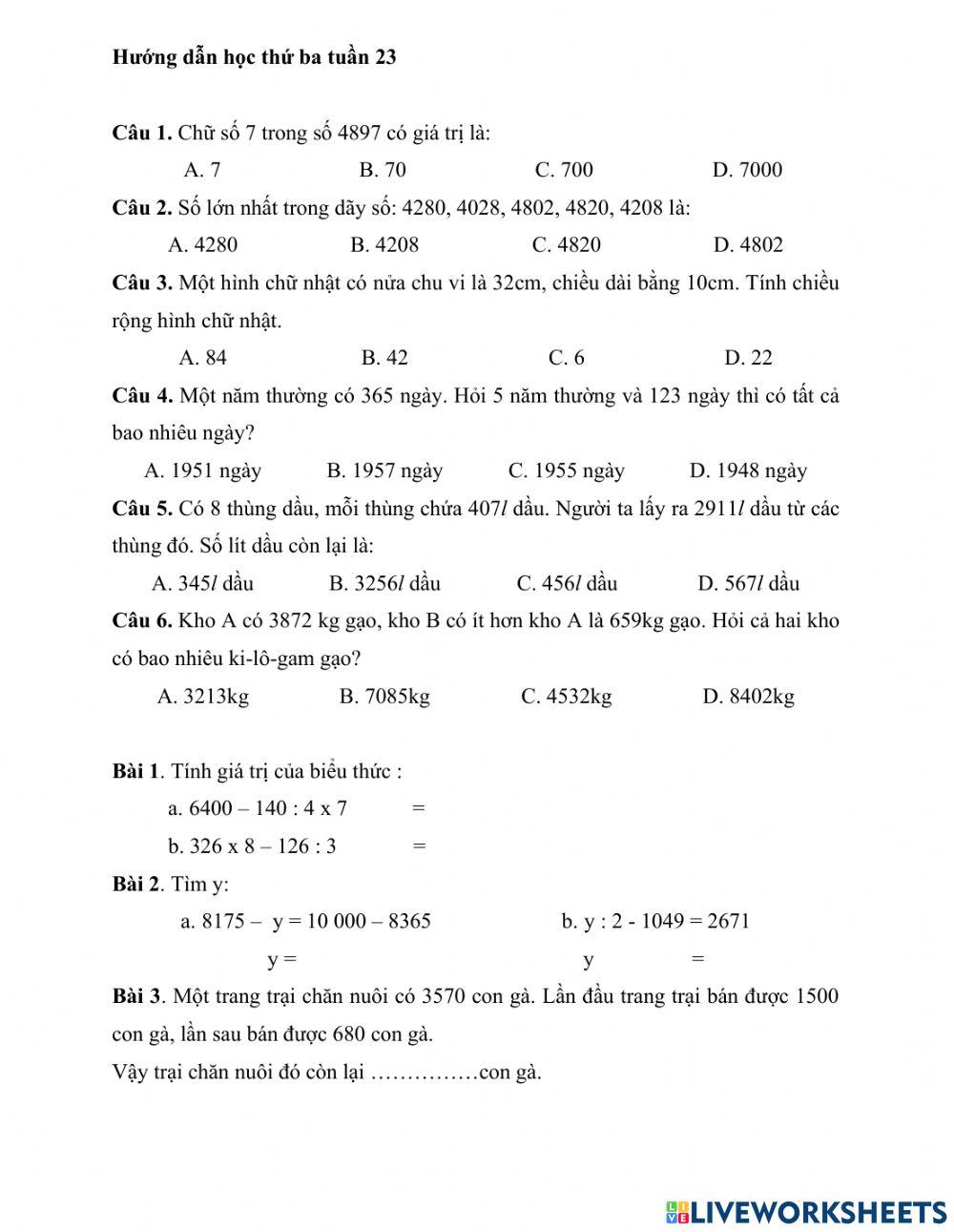 HDH thứ ba tuần 23