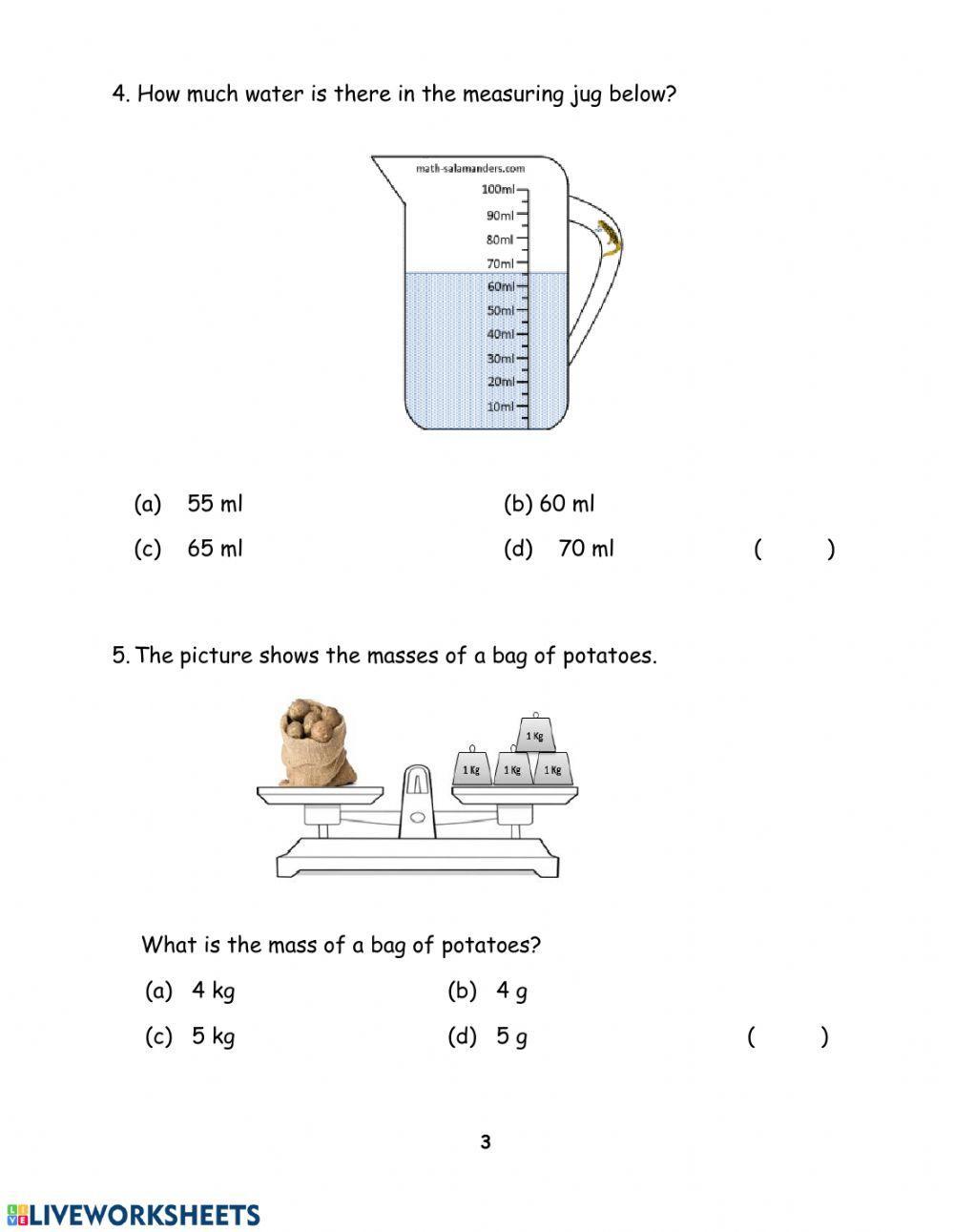 Quiz P2 T4 Mass and Capacity