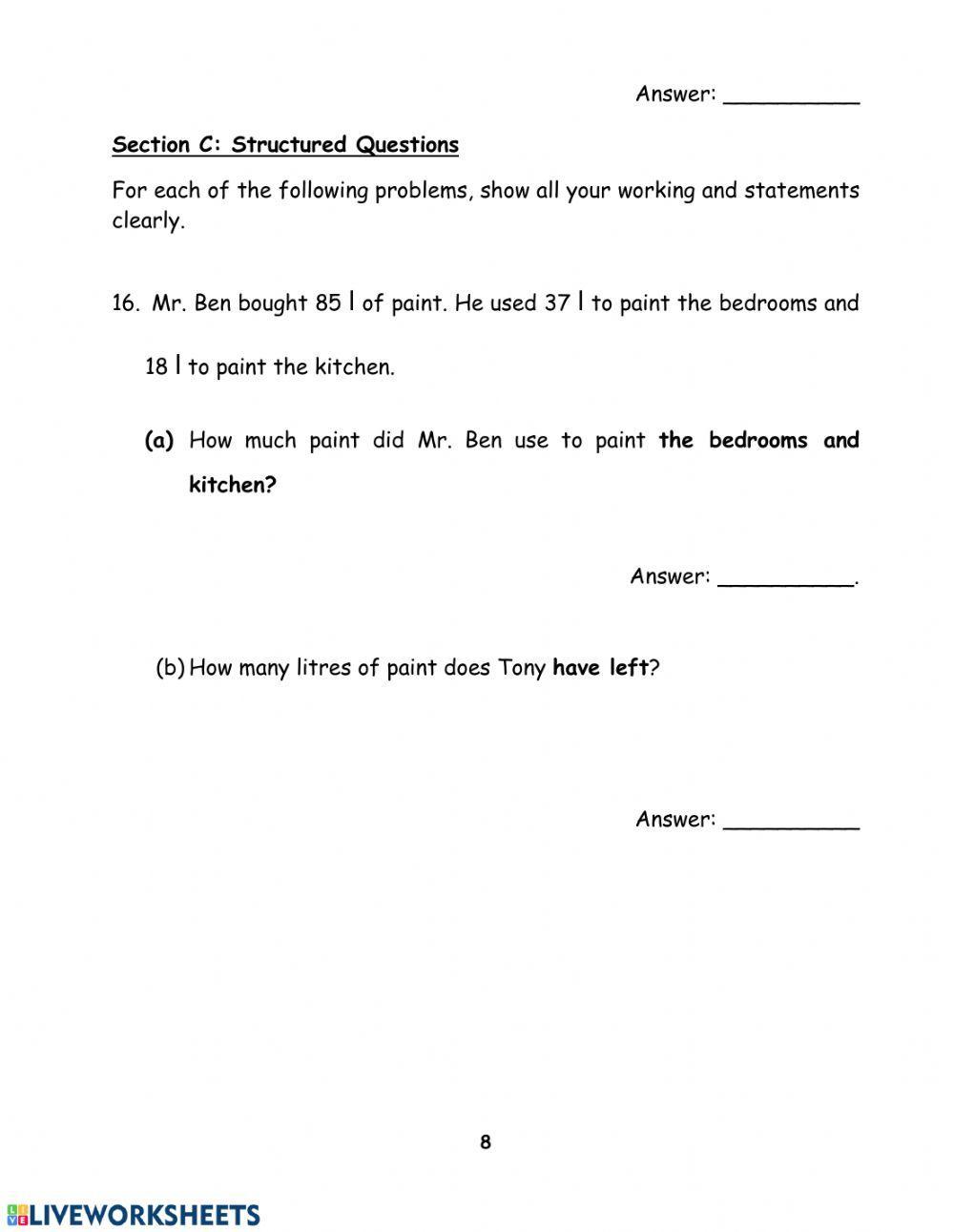 Quiz P2 T4 Mass and Capacity