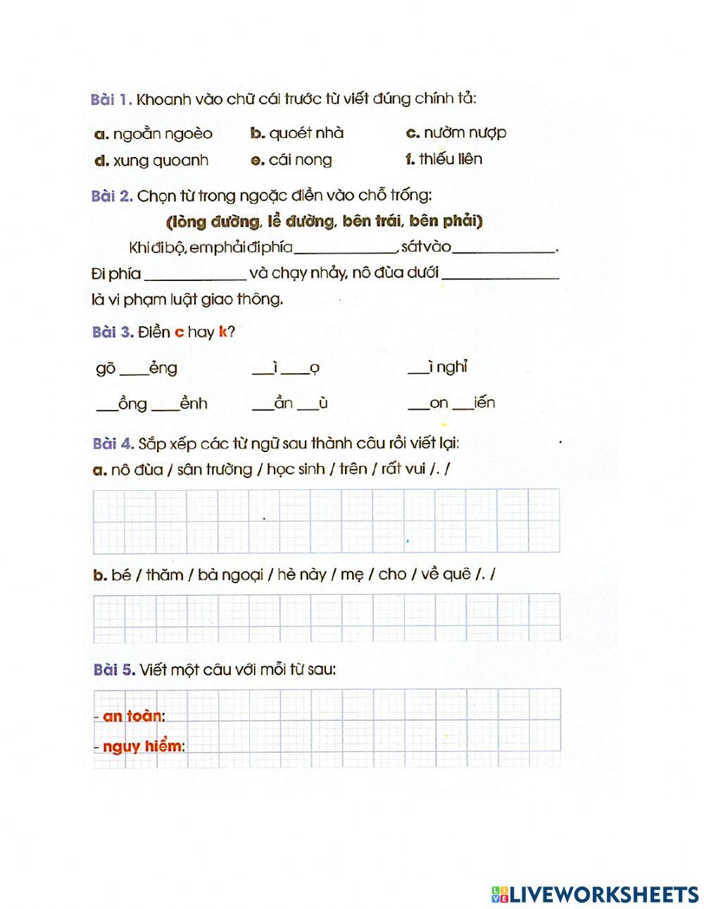 Phiếu bổ trợ nâng cao số 6