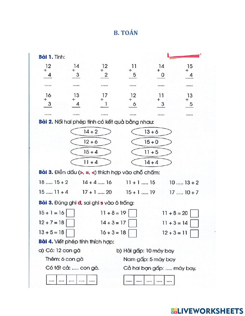 Phiếu bổ trợ nâng cao số 6
