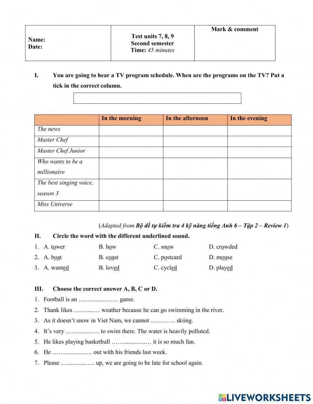 Test unit 7, 8, 9 - Global Success